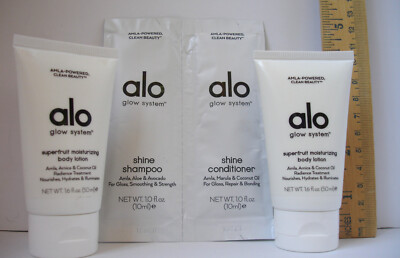 alo Glow System Clean Beauty Shampoo, Conditioner & Body Lotion LOT of 4 Items