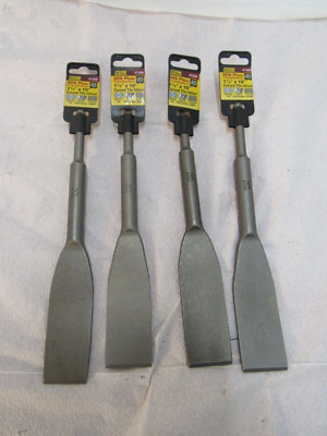 Lot of 4 Ivy Classic 1-1/2'' x 10'' Curved Tile Chisel SDS Plus 47306