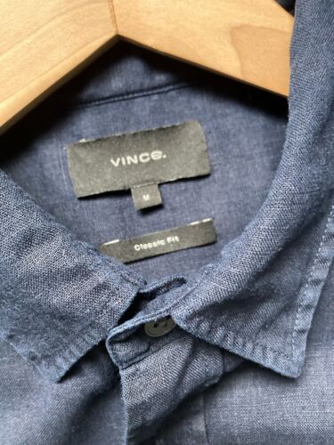 Men’s Vince. Dark Blue Shirt 100% Linen Large long sleeve - Picture 8 of 18