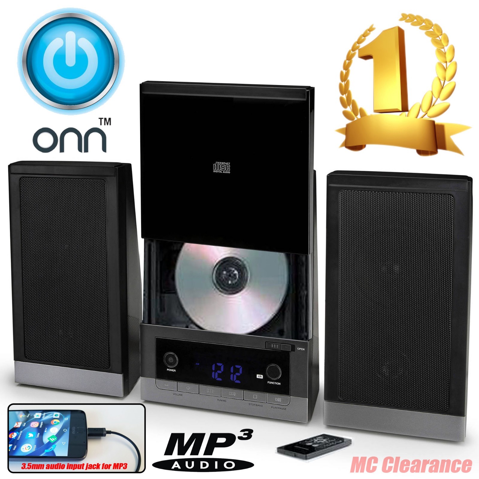 onn cd mini stereo system bluetooth