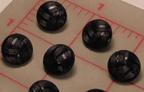 500 Vintage Sm Czech Glass Shank Button Black Folded Texture Design 1/2" 14mm#19 - Picture 6 of 10