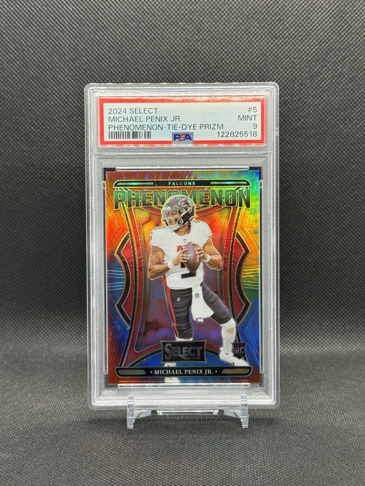 2024 Panini Select Phenomenon Michael Penix Jr Tie Dye Prizm /25 (RC) PSA 9