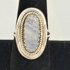 Sterling Silver .925 Rainbow Moonstone Ring Size 9  Flashy   