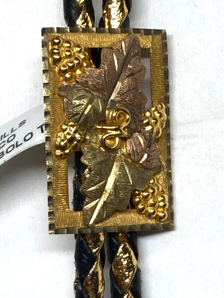 -Corbata Bolo Black Hills Gold Tri Color J. Co. diseño hoja 10K usada Foto 4 de 4