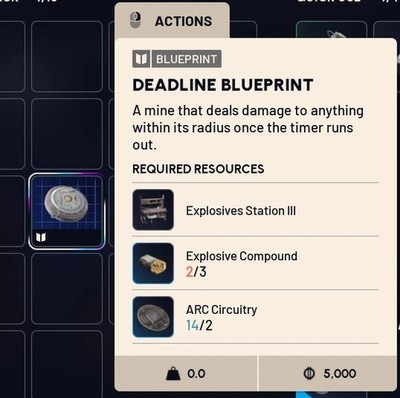 ARC Raiders Deadline Blueprint Cheapest Blueprints