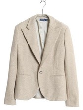 Ralph Lauren Vintage Italy Wool Silk Blazer Beige M New Deadstock