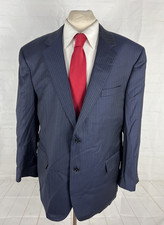 Jos A Bank Men's Navy Blue Stripe 100 Wool Blazer 44R 795 Signature Gold