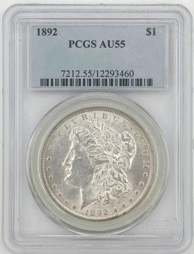 1892 P Morgan Silver Dollar $1 PCGS AU55 - Semi-Key Date