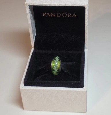 Original PANDORA Zickzack Murano Charm, grün weiß 790616 S925 ALE retired