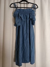 Mango Blue Denim Off-shoulder Dress XS