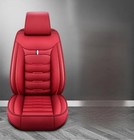 Car, 5 Seat Covers, Full Set, Leather, Universal Most Cars, Red