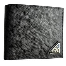 Prada Men Saffiano Leather Bifold Wallet   Bl...