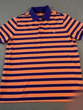 Polo Ralph Lauren Golf Performance XL Pro Fit Orange/Blue Striped Polo Shirt