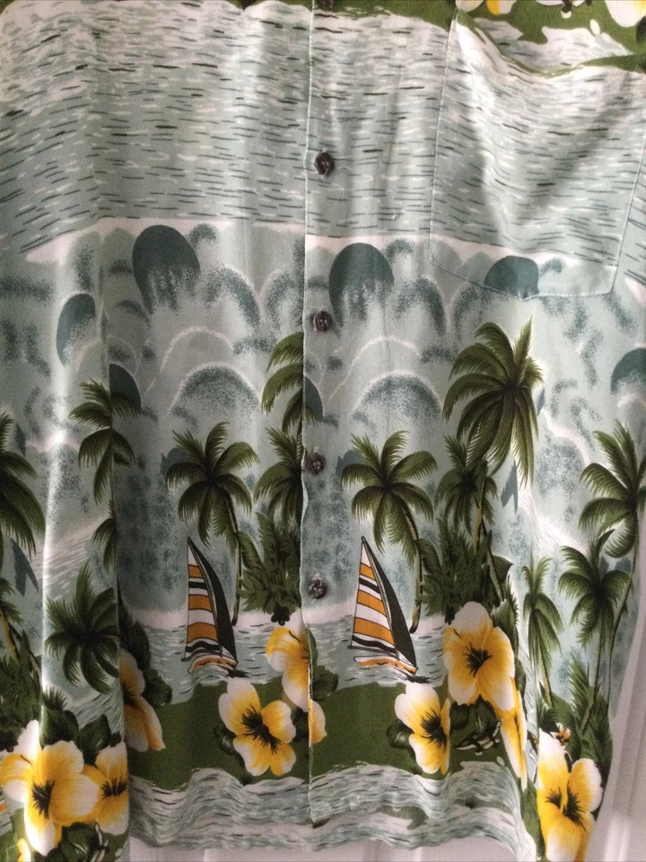Camisa De Colección Jammin de Basix Campamento Hawaiano Floral Hibisco Veleros Abotonados XL Foto 3 de 4