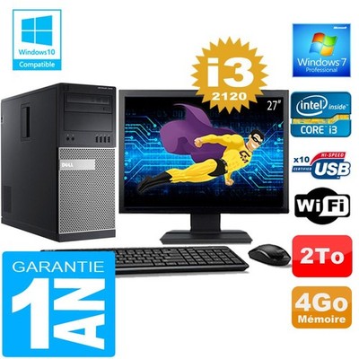 PC Tour DELL 7010 Core I3-2120 RAM 4GB Festplatte 2 TB WLAN W7 Bildschirm 27''