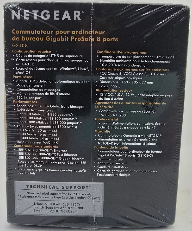 Netgear Prosafe 8 Port Gigabit Switch GS108 10/100/1000 Mbps New in Box - Image 3 of 4