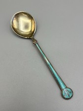 Antiker L&ouml;ffel David Andersen Norwegen 925 Silber, vergoldet Guilloche Emaille