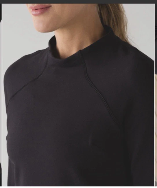 Pullover Lululemon Hill and Valley cuello falso talla 10 negro Nulu gimnasio entrenamiento correr Foto 3 de 4