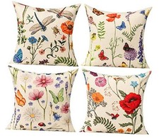 16 x 16 Throw Pillow Covers Outdoor Spring Summer Garden Flowers 16x16