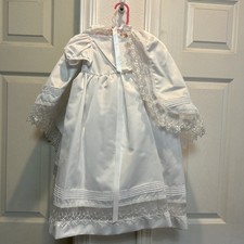 Size 2 White Christening Gown Lace 3 Piece