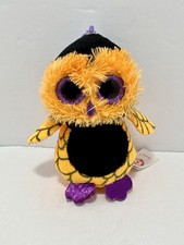 Ty Halloweenie Beanies Orange & Black Owl "Screech" Backpack/Purse Clip