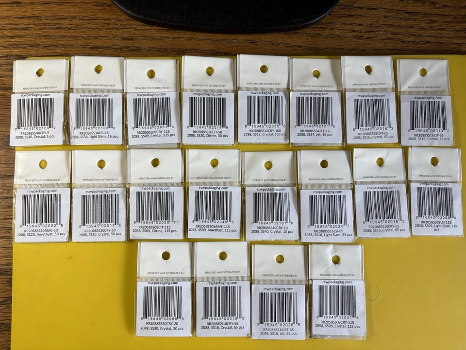 20-($10,00) PAQUETES MINORISTAS. CRISTALES SWAROVSKI FLATBACK NIP SS09-SS48 (1282 PIEZAS) L20 Foto 2 de 4