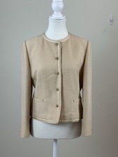Vintage Hartford 100 New Wool Tweed Jacket Classic Trim Blazer Gold Button