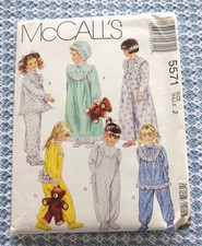 1991 uncut pattern NIIGHTGOWN, FOOTED PAJAMAS girl size 2 McCall s 5571