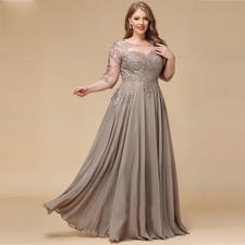 Plus Size Mother of the Bride Dress Aline Scoop Illusion Customized Long Chiffon