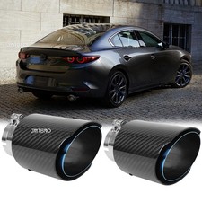 2pcs Carbon Fiber 2.5 In 3.5out Exhaust Tip Pipe Stainless For Mazda 3 6 Sedan