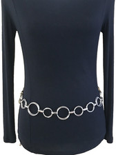 Women's Chain Belt One Size Silver O Ring Metal Biker Casual Dress Punk Ladies