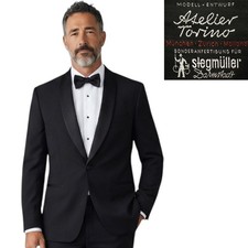 1980s Vintage Tuxedo Dinner Jacket Black Wool Satin Shawl Lapel Hand Finished 42