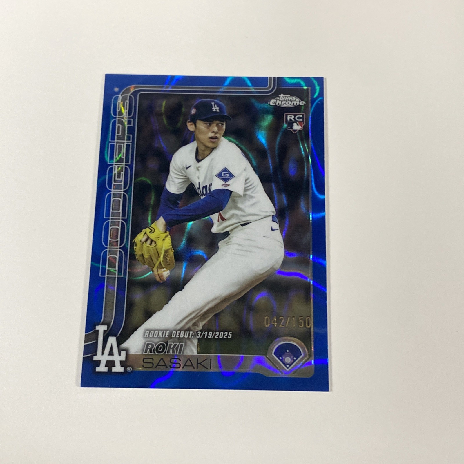 Roki Sasaki 2025 Topps Chrome Update Base #USC73 Blue Lava Refractor /150 RC KG