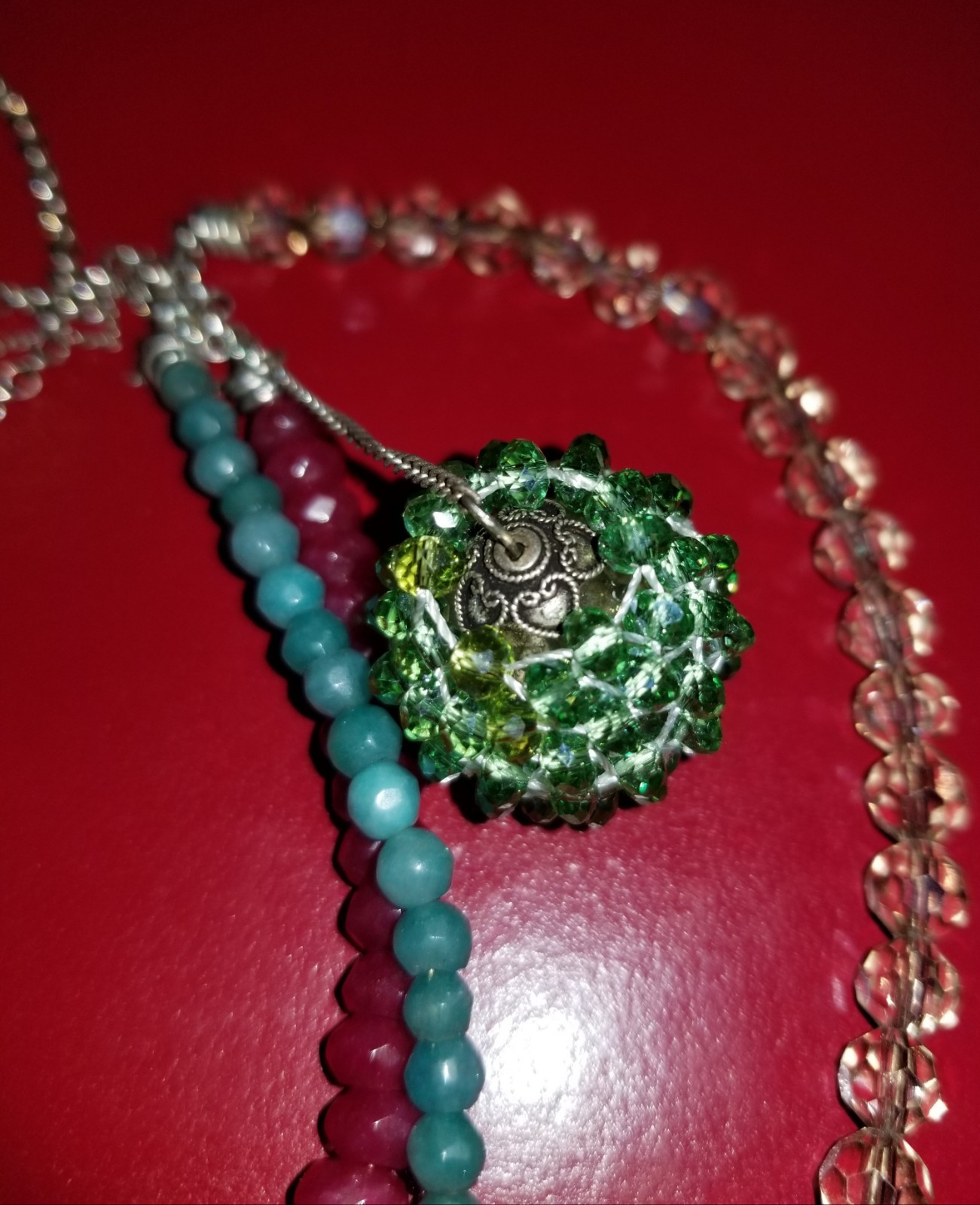 1990s Raw Ruby, Raw Emerald Austrian Crystal One … - image 2