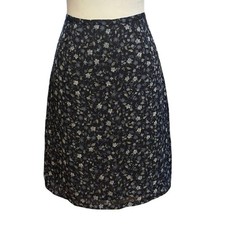 Vintage Old Navy Size 4 Floral Skirt Chiffon Sheer Lined Navy Blue Y2K 90s