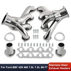 For Ford Big Block 429 460 7.0L 7.5L 1968-1977 Shorty Exhaust Headers Stainless
