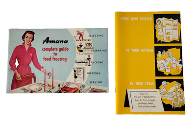 2 Freezer Cookbooks 1950-60 s Vintage Home Food Freezing Amana Housewife Granny