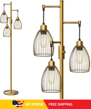 Dimmable Floor Lamp, Industrial Floor Lamps for Living Room, Antique Brass Tree
