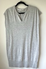 Athleta Gray Sweater Dress~ Cap Sleeve Intent Mini Dress V-Neck~ SZ S