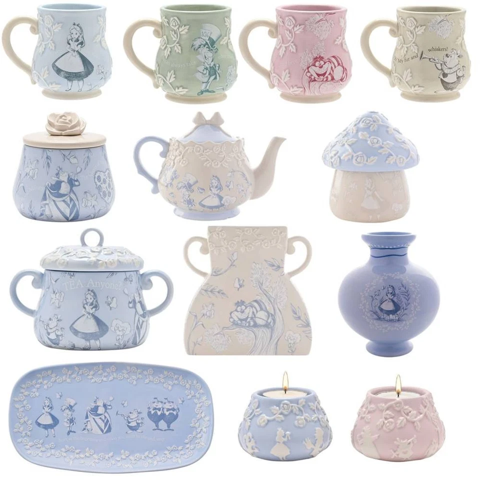 DISNEY Alice im Wunderland Becher Tasse Vase Teekanne Teedose Schmuckdose