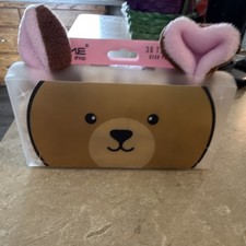 The Cr me Shop 3D Plush Bear Spa Headband Brown Pink Fabric Cruelty-Free Vegan