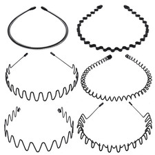 6Pcs Metal Hair Headband Wave Style Hoop Band Comb Sports Hairband Men Women