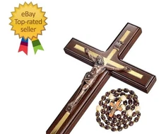 Asterom Crucifix Wall Cross - Handmade Wood Cross Wall Decor - Catholic Crucifix