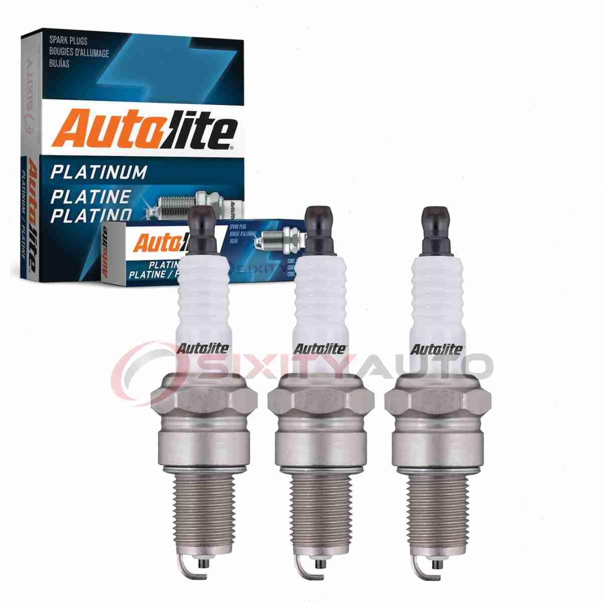 3 pc Autolite Platinum Spark Plugs for 1987-1995 Subaru Justy Ignition tv
