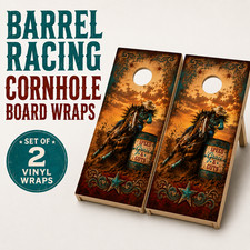 Barrel Racing Cornhole Board Wraps Set of 2 Western Rodeo Vinyl Decals pbr