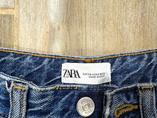 ZARA Women's Straight Blue Denim Jeans Medium Wash 5-Pocket Button Size 2