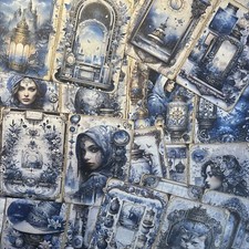 20 Sheets Fantasy Blue Dream Flowers Landscape Scrapbook Paper Junk Journal A5