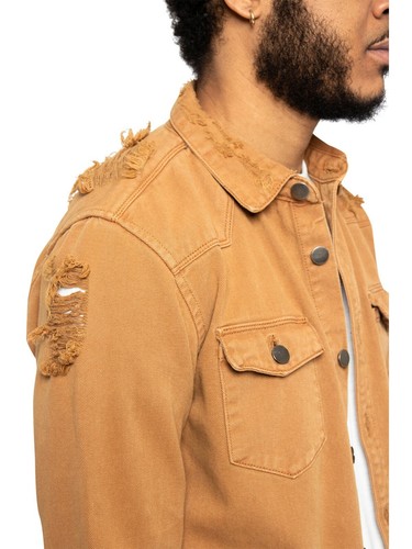 Victorious Men's Long Sleeve Button Up Distressed Denim Jean Shirt Jacket DK158 - Picture 17 of 54