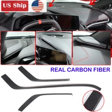 Real Carbon Fiber Console Side Dashboard Trim Strip For Corvette C8 20-25 US