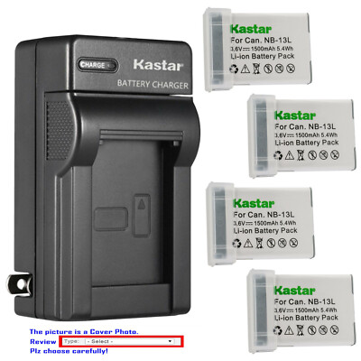 Kastar Battery AC Wall Charger for Canon NB-13L CB-2LH & PowerShot G9 X Mark II